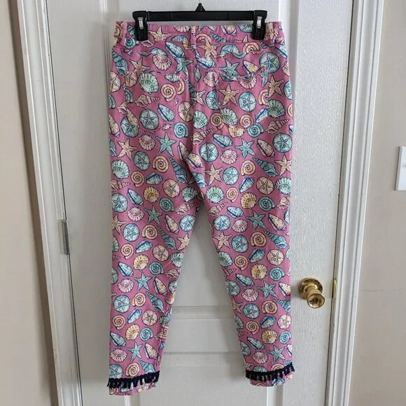 Simply Southern Seashells Pink Jeans with Fringe Sz M - Picture 6 of 8